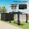 Metal Pergola with Sliding Roof Canopy, Retractable Pergola Canopy, 10' x 10', Black