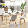 Modern Dining Table Chairs Set of 4, Rubber Wood Kitchen Table Chairs with PU Leather Cushion for Living Room, Bedroom, White