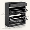 Narrow Shoe Storage with 2 Flip Drawers and Adjustable Shelves Shoe Cabinet Organizer for 12 Pairs of Shoes, Black