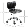 Height Adjustable Salon Stool, PU Leather Rolling Stool with Back, Wheels for Beauty, Spa, Tattoo, Home Office, Black