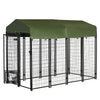 Outdoor Dog Kennel, Lockable Pet Playpen Crate, Welded Wire Steel Fence, Rotating Bowl Holders