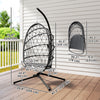Hanging Egg Chair with Stand, Foldable Wicker Rattan Swing Chair with Thick Cushion and Safety Rope, Grey