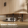 Sideboard Buffet Cabinet with Curved Tambour Doors and Storage, Natural Wood