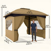 11' x 11' Outdoor Gazebo, Double Roof Patio Gazebo Canopy with Curtains, Church Windows, Galvanised Steel Frame, Beige