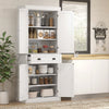 Long Standing Kitchen Cabinet w/ 2 Drawers MDF Board, White