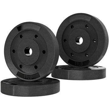 Soozier Weight Plates Set of 4, 1-Inch Barbell Weight Set for Home Gym Strength Training and Weightlifting, 4 x 11 lbs