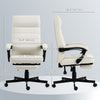 Office Chair, High Back Desk Chair, Swivel Recliner with Adjustable Height, Footrest and Padded Armrest, Cream White