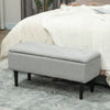 Modern Storage Bench, Ottoman with Storage and Lamb's Wool Upholstery for Living Room, Bedroom, Grey