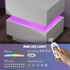 Bedside Table with Charging Station and LED Light Modern Nightstand with USB Ports AC Outlets Drawers Remote, White