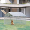Dog Kennel Outdoor Run Fence with Roof, Steel Lock, Mesh Sidewalls for Backyard & Patio, 9.8' x 9.8' x 7.7'