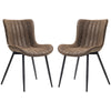 Dining Chairs Set of 2, PU Leather Upholstered Kitchen Chairs with Backrest and Steel Legs, Brown