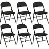 Set of 6 Metal Foldable Chairs, Linen Padded Folding Chairs with Cushion Seat and Open Back for Indoor, Black