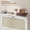 Shoe Cabinet with 2 Flip Drawers, Boho Narrow Shoe Storage Cabinet, White