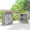 Garden Storage Cabinet, Outdoor Potting Bench Table with Metal Tabletop, Shelf and Double Doors, Grey