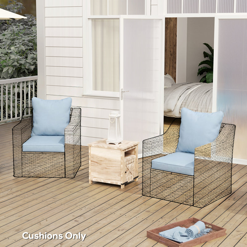 Seat Cushion Back Pillows Replacement Set of 2, Patio Chair Cushions Set for Indoor Outdoor, Light Blue