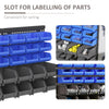 Wall Mounted Storage Bin Rack Tool Organizer with 30 Bins, Pegboard for Garage Workshops Blue