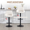 Bar Stools Set of 2, Swivel Counter Height Barstools with Adjustable Height and Cutout Back, Velvet Upholstered Bar Chairs with Round Metal Base and Footrest, Cream