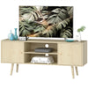 TV Stand Cabinet for TVs up to 55 Inches, Entertainment Unit with Storage Shelves and Wood Legs for Living Room