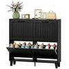 Shoe Cabinet with 4 Flip Drawers, Freestanding Narrow Shoe Storage Cabinet with Adjustable Shelves, Open Back, Black