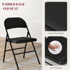 Set of 4 Metal Foldable Chairs, Linen Fabric Padded Folding Chairs with Cushion Seat and Open Back for Indoor, Black