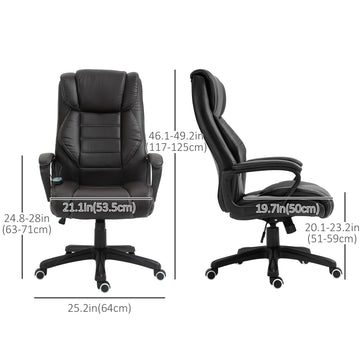 Massage Office Chair, High Back Executive Office Chair with 6-Point Vibration, Timer, Adjustable Height, Swivel Seat and Rocking Function, Black