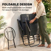 3pc Patio Foldable Rocking Chair Set, Outdoor Rocking Chairs and Table Bistro Set w/ Padded Seat, Headrest, Backrest for park, backyard, garden, Red