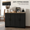 Modern Sideboard Buffet Cabinet, Modern Kitchen Storage Cabinet with 4 Doors Adjustable Shelves, for Dining Room, Black