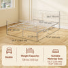 Metal Full Platform Bed Frame with Headboard, Steel Slat Support, Underbed Storage, No Box Spring Needed, Easy Assembly
