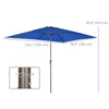 6.5x10ft Patio Umbrella, Rectangle Market Umbrella with Aluminum Frame and Crank Handle, Garden Parasol Outdoor Sunshade Canopy, Dark Blue