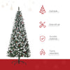 6ft Decorated Christmas Tree with Red Berries and Pine Cones, Flocked Christmas Tree with Pencil Shape, Green