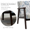 Mid-Century Modern Accent Chair Retro Fabric Armchair Wooden Arm Upholstered Lounge Chair for Living Room Floral