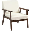 Modern Accent Chairs with Cushioned Seat, Upholstered Linen-Feel Armchair for Bedroom, Living Room, Cream White