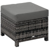 Patio Rattan Ottoman, Outdoor Wicker Footrest with Soft Cushion, Metal Frame for Backyard, Garden, and Poolside, Grey