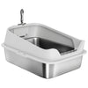 Cat Litter Box Stainless Steel with Metal Litter Scoop, Never Absorbs Odors, Anti Leakage, 24