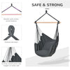 Hammock Chair Swing Hanging Macrame Chair Cotton w/ Two Soft Seat Cushions, for Bedroom Indoor Outdoor Ideal Gift for Kids Lover Birthday Present, Dark Grey