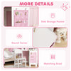Qaba Kids Vanity Table and Chair Set with Lights, Makeup Dressing Table with Tri-Fold Mirror for Ages 3-8 Years, White