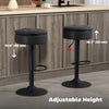 Set of 2 Barstools with Storage, Swivel Bar Stools with PU Leather Upholstered, Footrest, Steel Base, Black