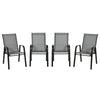 Set of 4 Outdoor Dining Chairs, Heavy Duty Stackable Patio Dining Set with Armrests for Balcony Garden, Dark Grey