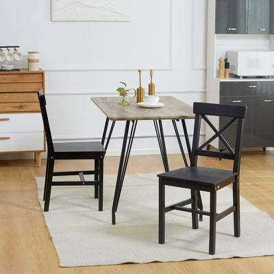 Wooden Dining Chairs Set of 2, Kitchen Chairs with Cross Back, Solid Structure for Living Room and Dining Room