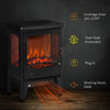 Electric Fireplace Heater, Freestanding Fireplace Stove with Realistic Adjustable Flame Effect and Adjustable Temperature, Overheating Safety Protection, 750W/1500W, Black
