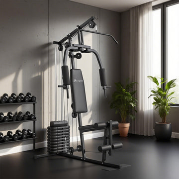 Soozier Home Gym Equipment, Multifunction Workout Machine with 99lbs Weight Stack for Back, Chest, Arm, Legs, and Full Body Workout