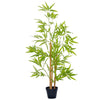 Artificial Bamboo Tree Set of 2, 5ft Fake Tree with Realistic Leaf and Natural Trunk, Decorative Plant in Nursery