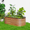 5 x 2.5 x 2 ft Galvanized Raised Garden Bed, Easy DIY Oval Planter Box with Safety Edging and Gloves, Brown Wood Effect