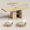 Folding Dining Table Extendable Kitchen Table Storage Cabinet Adjustable Shelf 6-8 People Natural