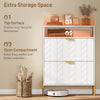 Shoe Cabinet with 2 Flip Drawers, Modern Narrow Shoe Storage Cabinet with Open Compartment, Adjustable Shelves, White
