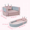 Qaba 3-in-1 Convertible Climbing Toys for Toddlers with Crown Cushion, Fold Out Toddler Couch to Lounger & Play Area, Pink