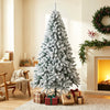 7ft Snow Flocked Christmas Tree with 1000 Branch Tips, Hinged Design, Artificial Fir Xmas Tree, Green and White