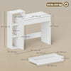 Desk with Storage, Computer Desk with 3 Open Shelves and Drawer White