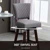 2 Pieces Swivel Bar Stools, Counter Height Stools Set of 2 with Wood Legs and Footrests for Dining Room, Dark Grey