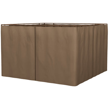 10' x 10' Universal Gazebo Sidewall Set with 4 Panels, Hooks/C-Rings Included for Pergolas & Cabanas, Brown